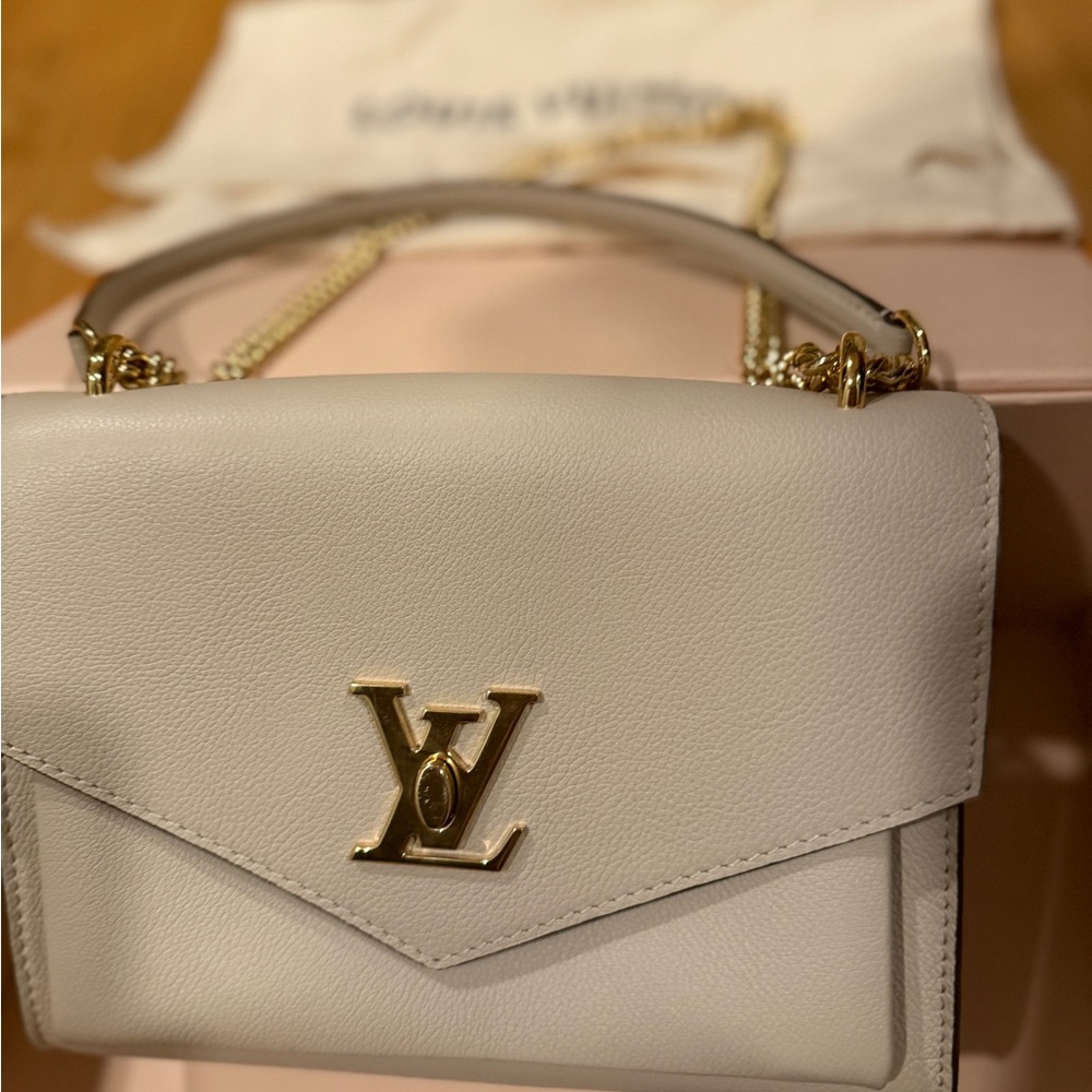 Louis Vuitton White Crossbody Bag with Gold Details